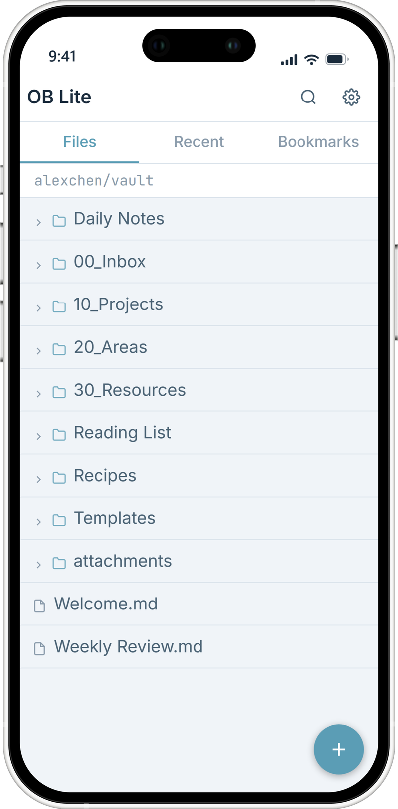 File browser showing vault folders